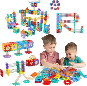 STEM Building Toy, AOSITE 234PCS Marbles Run Track Blocks Boys Girls Gift, Educational Race Track Construction for 3 4 5 6 7 8  Years, Creative Building Marbles Games Birthday Present & Learning Toy