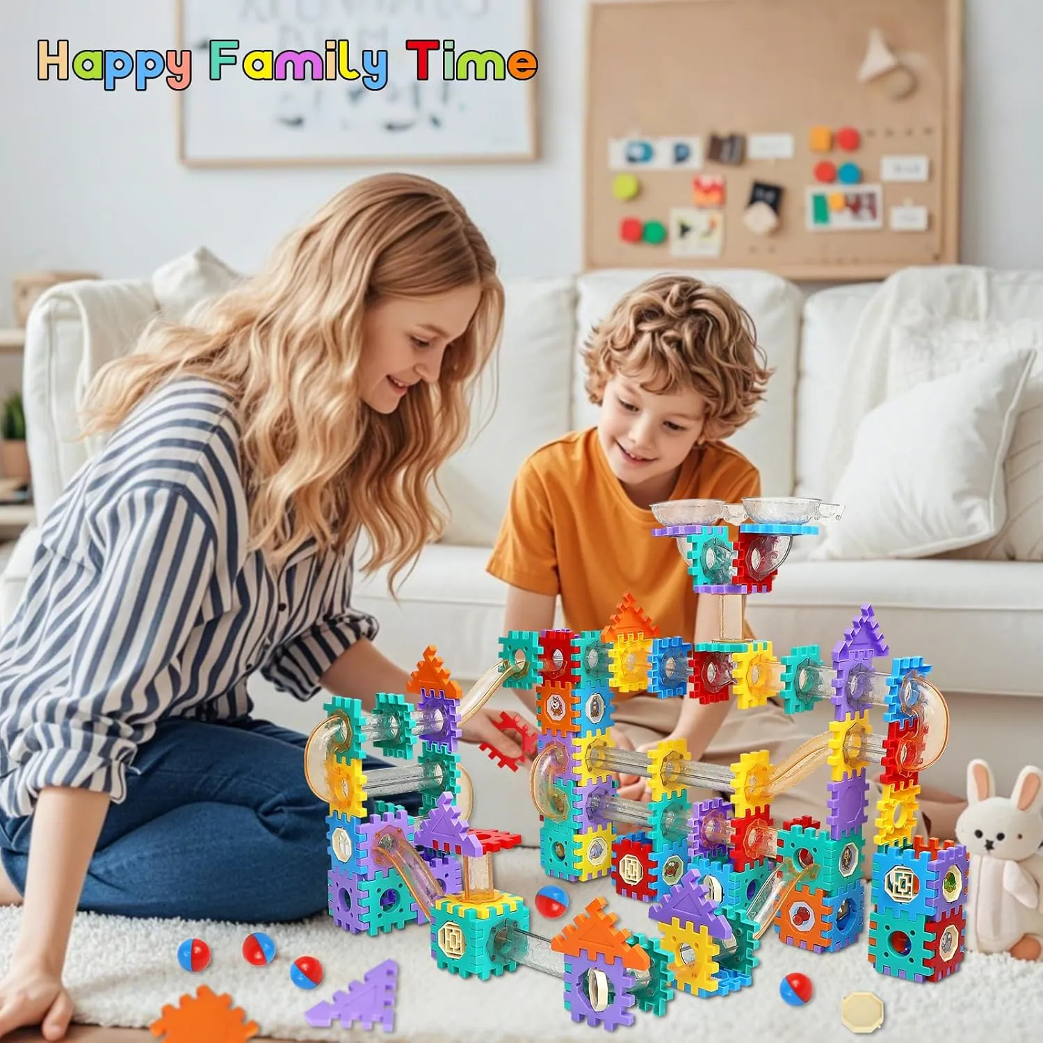 STEM Building Toy, AOSITE 234PCS Marbles Run Track Blocks Boys Girls Gift, Educational Race Track Construction for 3 4 5 6 7 8  Years, Creative Building Marbles Games Birthday Present & Learning Toy