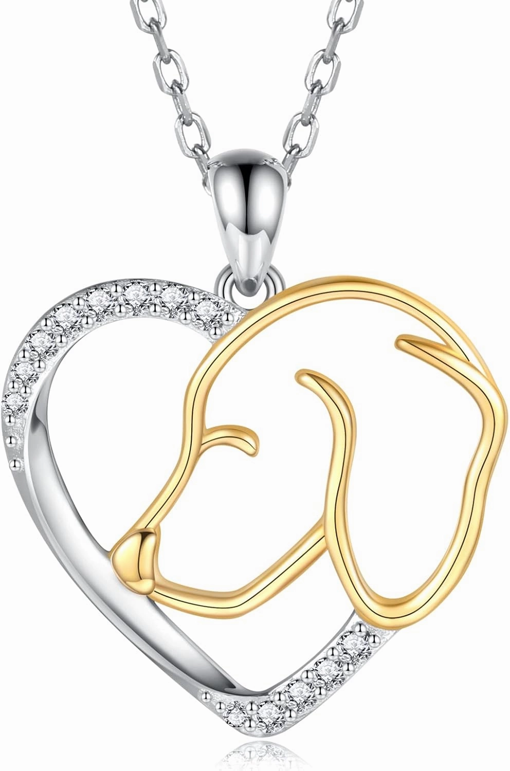 Sterling Silver Dog Necklace - Cute Heart Dogs Pendant Puppy Animal Jewelry Gifts for Women Puppy Lovers