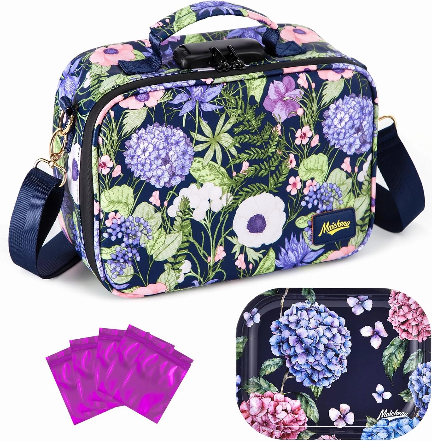Storage Bag with Combination Lock Travel Medicine Bag Money Organizer and Mini Metal Tray Jewelry Food Candles Tray