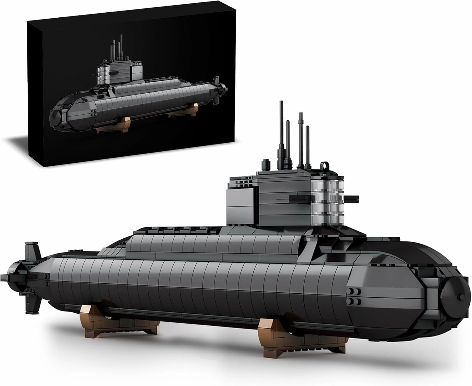 Strategic Nuclear Submarine Building Toy Set with Lights, WW2 Military Battleship Army War Vehicles Historical Collection Model, Gifts for 10, 12, 14, 16  Year Old Kid, Teens, Adults Home Office Decor