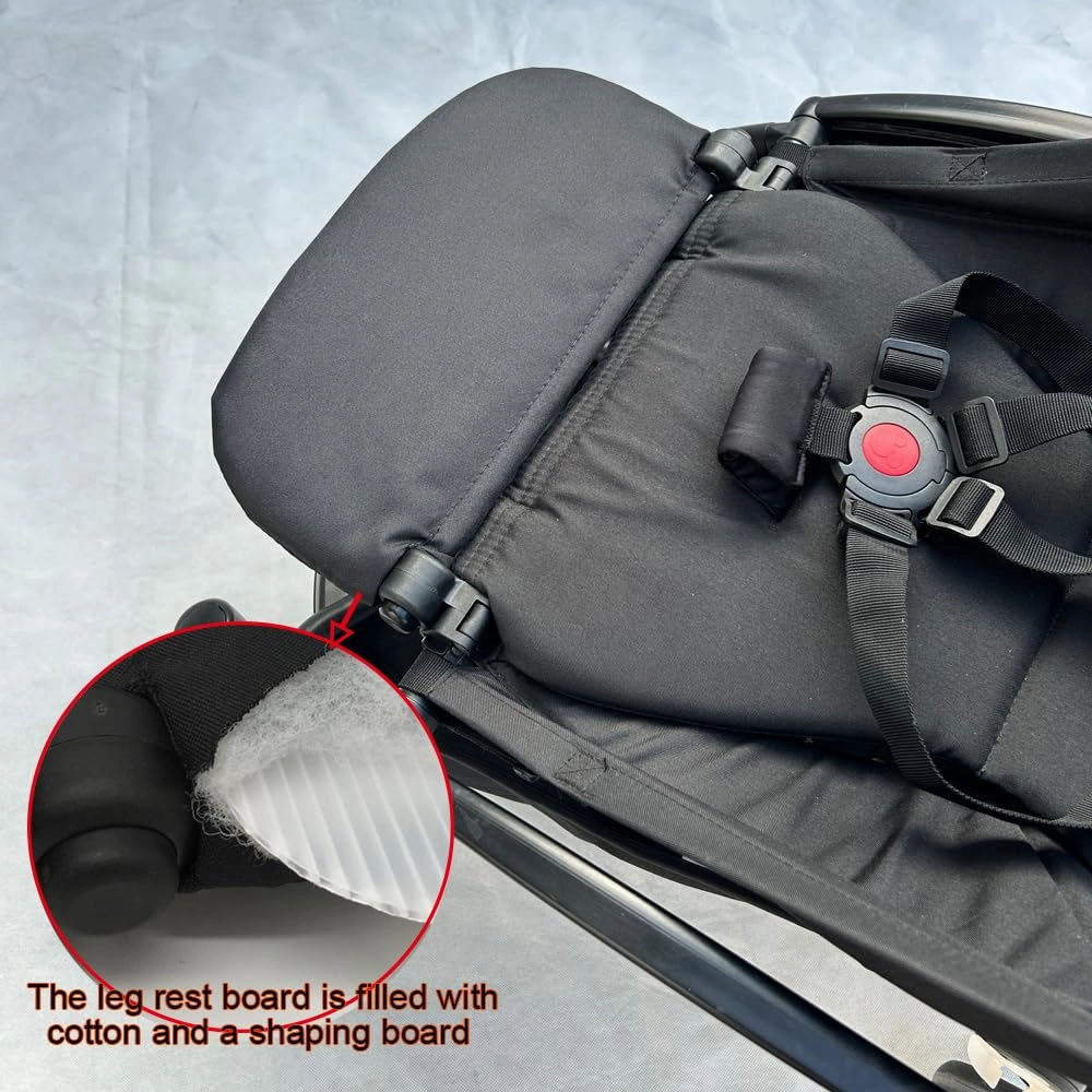 Stroller Leg Rest Compatible with Babyzen YOYO - Foldable Stroller Without Disassembly - Extend 6.2 inch Easy to Attach & Clean, Soft Fabric (Black)