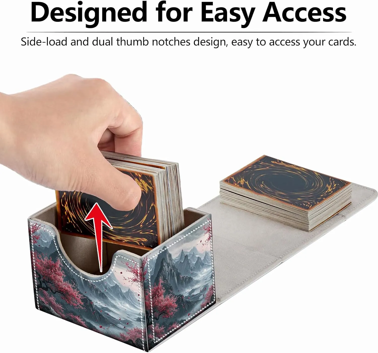 Strong Magnet Card Case Deck Box Mtg Card Box Playing Card Box Magic Deck Box Tcg Up to 200 Cards Creative Pattern Trading Card Storage Box for Collectible Card Games, Chinese Landscape Flowers