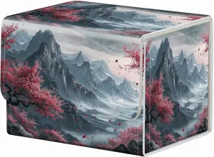 Strong Magnet Card Case Deck Box Mtg Card Box Playing Card Box Magic Deck Box Tcg Up to 200 Cards Creative Pattern Trading Card Storage Box for Collectible Card Games, Chinese Landscape Flowers