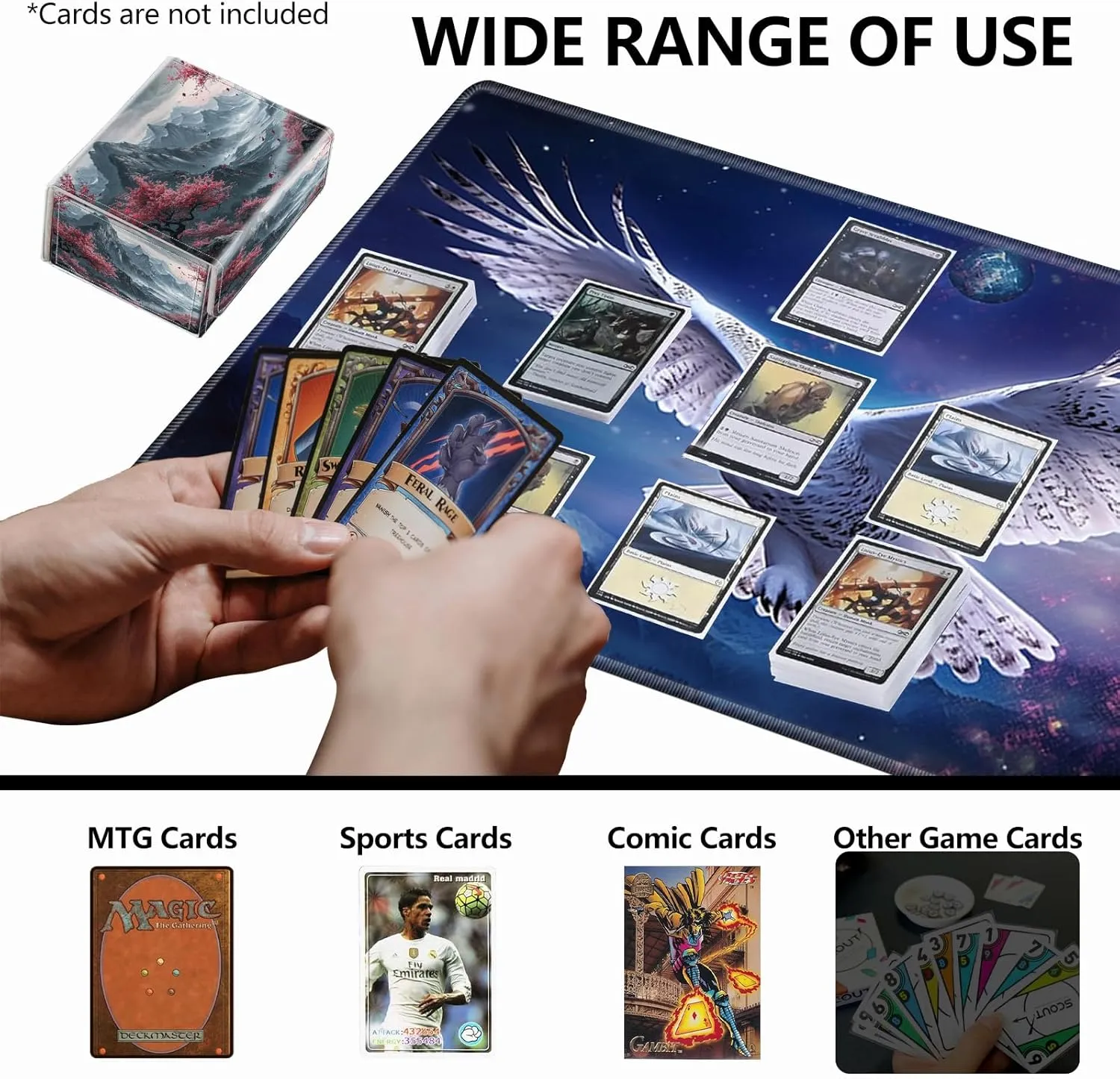 Strong Magnet Card Case Deck Box Mtg Card Box Playing Card Box Magic Deck Box Tcg Up to 200 Cards Creative Pattern Trading Card Storage Box for Collectible Card Games, Chinese Landscape Flowers