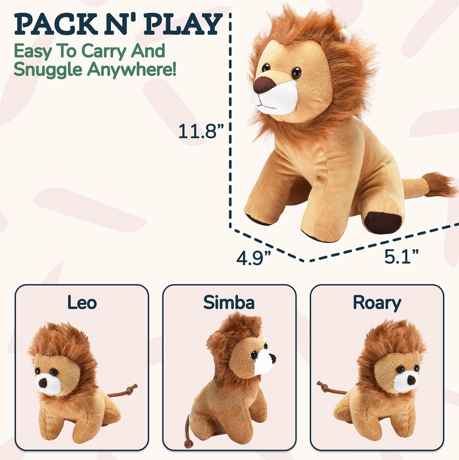 Stuffed Lion Plush - Stuffed Mommy Lion with 3 Stuffed Baby Lions Inside - Soft Stuffed and Plush Toys for Girls, Boys, Teens - Gift Surprise Matching Stuffed Animals for Kids Birthday