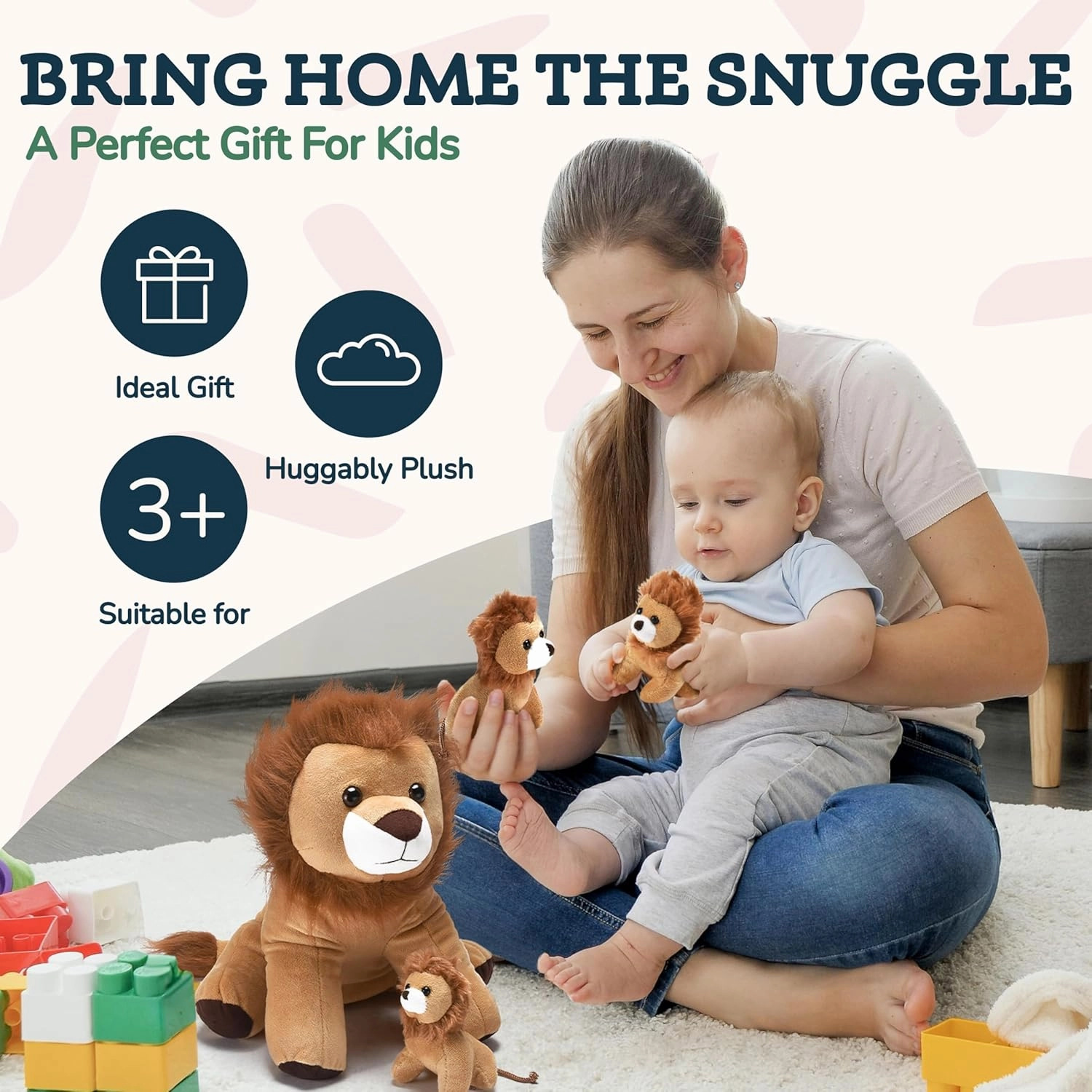 Stuffed Lion Plush - Stuffed Mommy Lion with 3 Stuffed Baby Lions Inside - Soft Stuffed and Plush Toys for Girls, Boys, Teens - Gift Surprise Matching Stuffed Animals for Kids Birthday