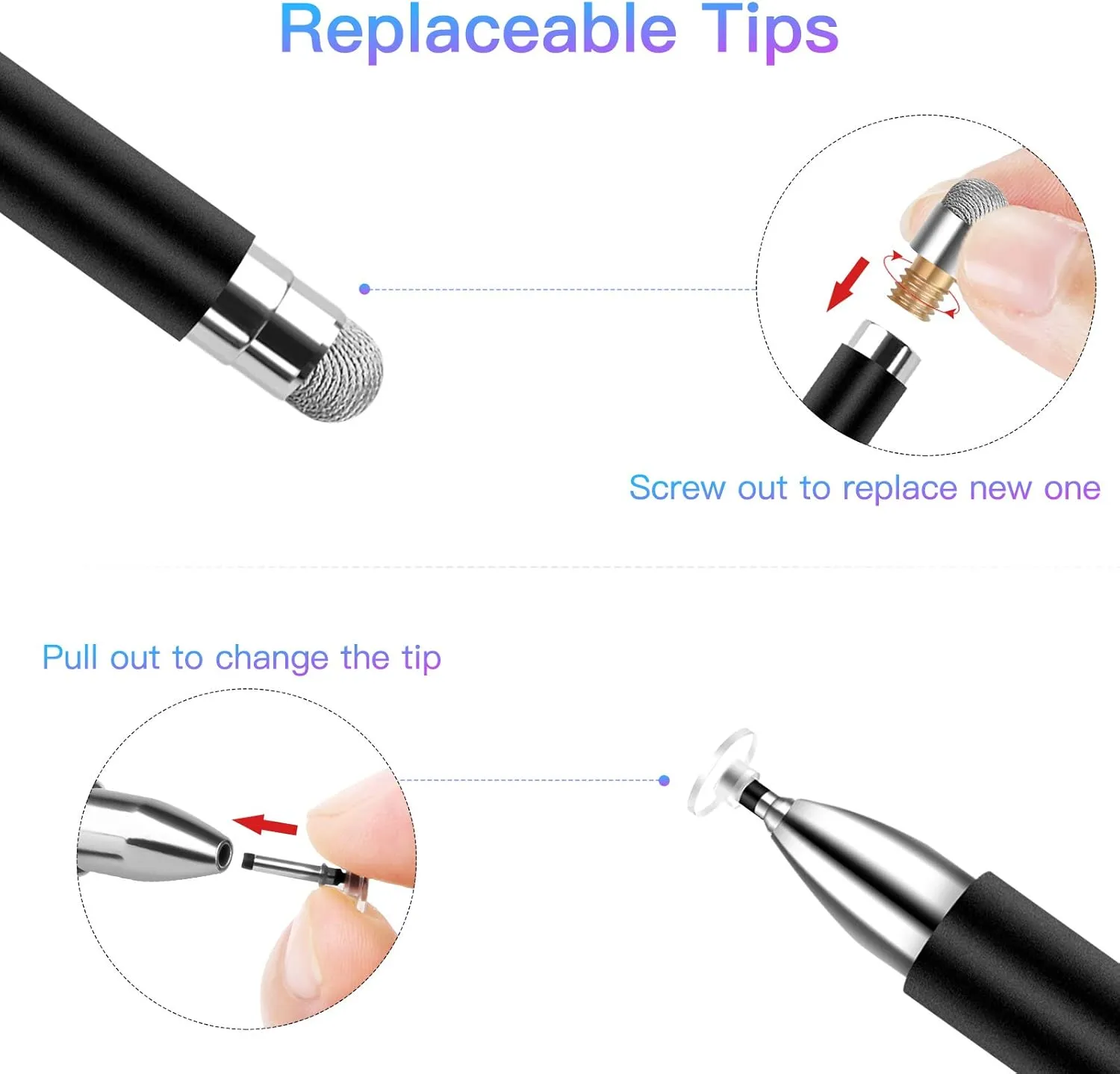 Stylus for iPad (2 Pcs), StylusHome Magnetic Disc Universal Stylus Pens Touch Screens for Apple/iPhone/Ipad pro/Mini/Air/Android/Microsoft/Surface All Capacitive Touch Screens - Black/Rose Gold