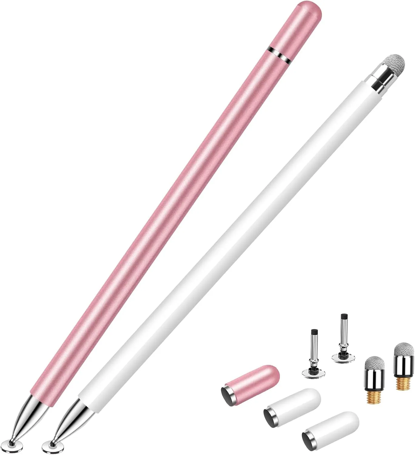 Stylus for iPad (2 Pcs), StylusHome Magnetic Disc Universal Stylus Pens Touch Screens for Apple/iPhone/Ipad pro/Mini/Air/Android/Microsoft/Surface All Capacitive Touch Screens - White/Rose Gold
