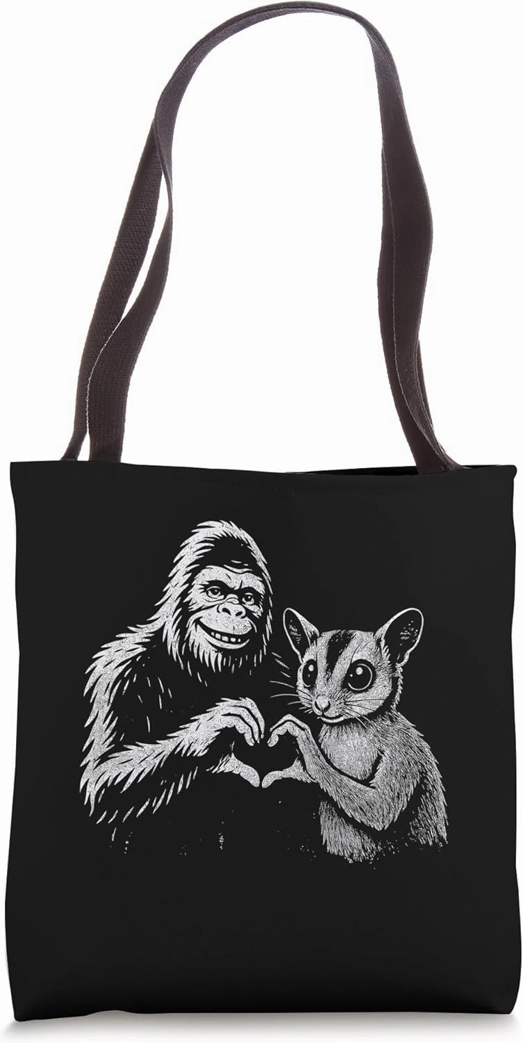 Sugar Glider Bigfoot Sasquatch Heart Hand Sign Pet Lover Tote Bag