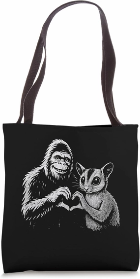 Sugar Glider Bigfoot Sasquatch Heart Hand Sign Pet Lover Tote Bag