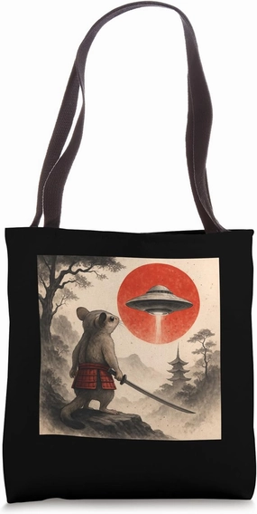 Sugar Glider Samurai UFO Vintage Japanese Ukiyo-e Pet Lover Tote Bag