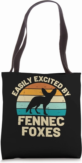 Sunset Retro Fennec Fox Wildlife Animals Easily Excited Tote Bag