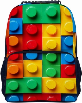 Supdreamc Men Women Lightweight Colorful Building Blocks Bricks Backpack Large Capacity Bookbag With Smooth Zippers for Gym Business Running