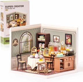 Super Creator-Mini Blocks Model Building Set for Adults, Miniature Plastic House Kit Super Store-Building Blocks Toys for Teens 8-12, DIY Crafts/Hobbies for Teens&Adults (Sweet Sips Tea)