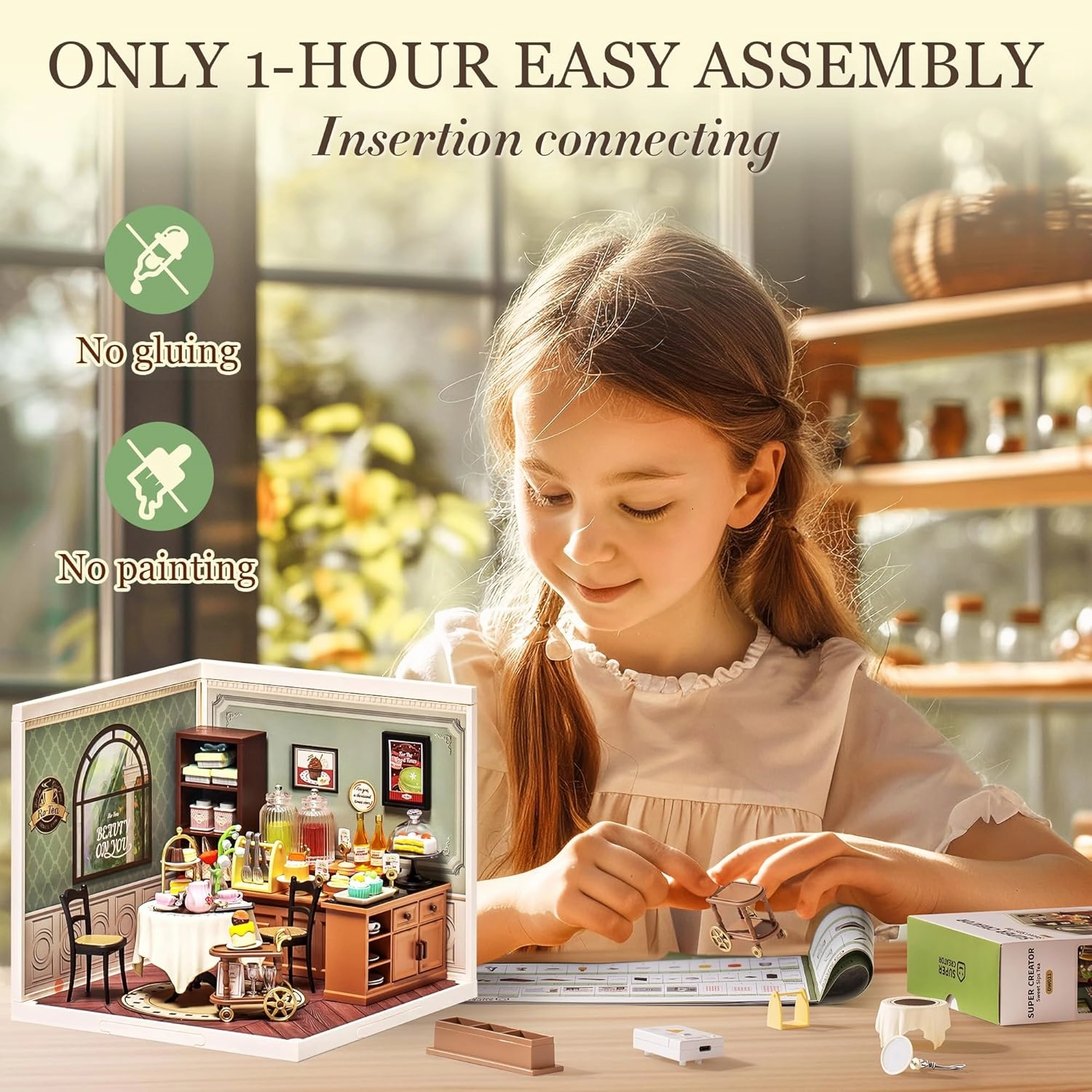 Super Creator-Mini Blocks Model Building Set for Adults, Miniature Plastic House Kit Super Store-Building Blocks Toys for Teens 8-12, DIY Crafts/Hobbies for Teens&Adults (Sweet Sips Tea)