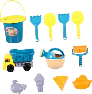 SUPVOX Boys and Girls -Friendly Beach Toy Car Set 13pcs Set Excavating Tools Colorful Beach Toys