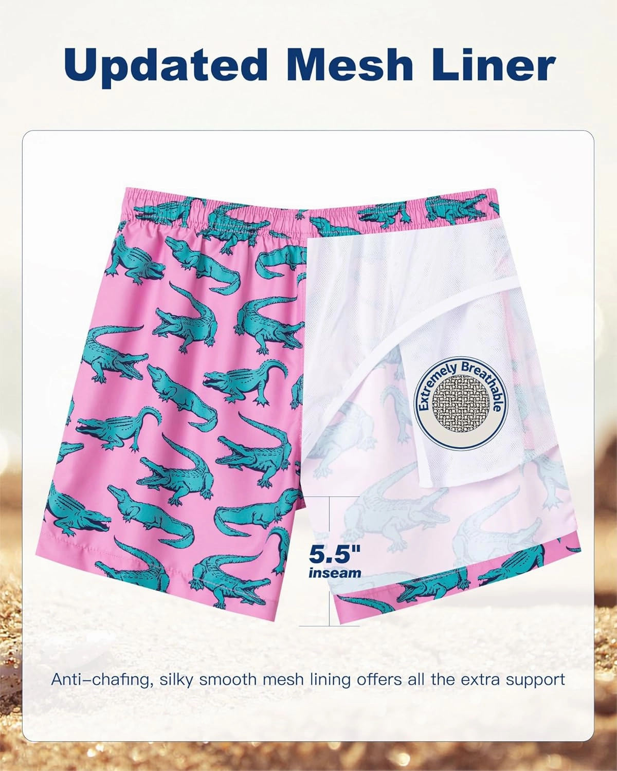 SURF CUZ Mens Swim Trunks 5 Inch Swim Shorts Quick Dry Bathing Suits for Men Beach Shorts Mesh Lining Swimming Trunks