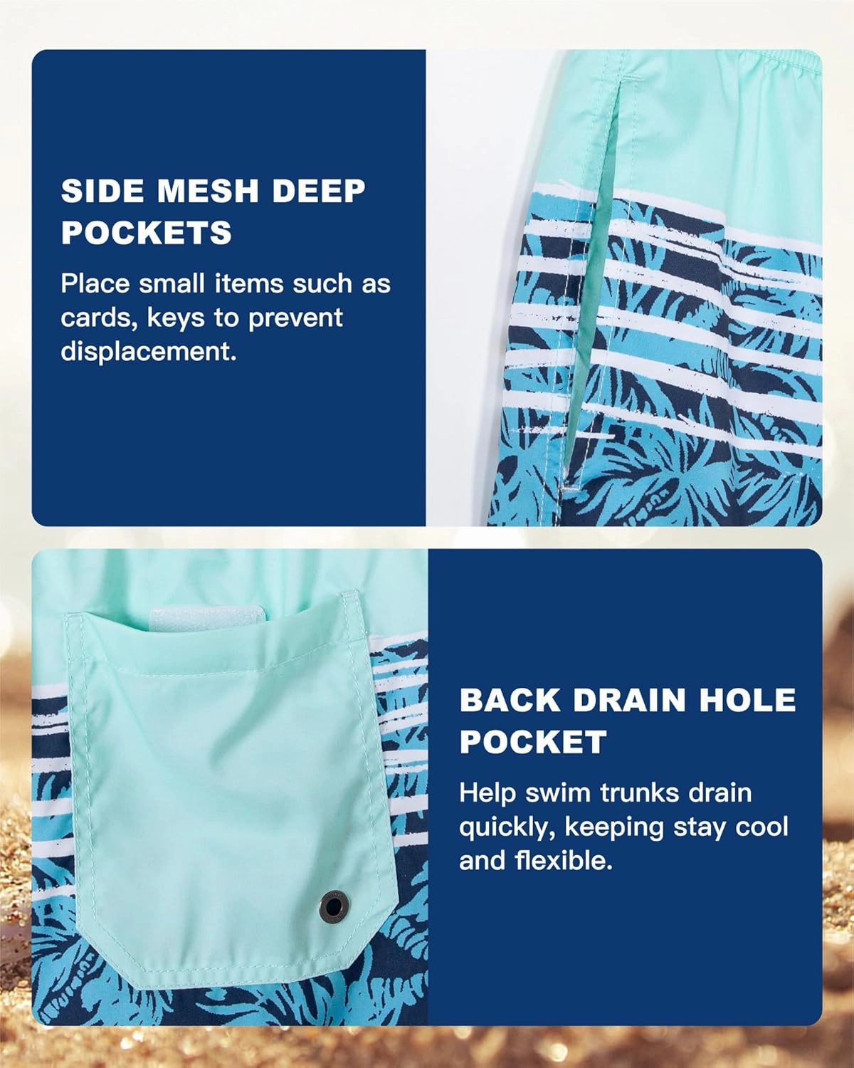 SURF CUZ Mens Swim Trunks 5 Inch Swim Shorts Quick Dry Bathing Suits for Men Beach Shorts Mesh Lining Swimming Trunks