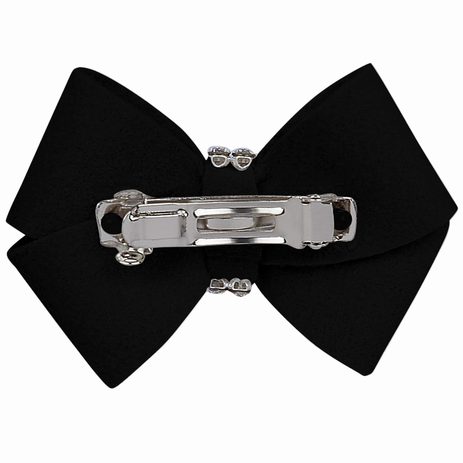 Susan Lanci Designs Cute Ultrasuede Nouveau Hair Bow with Swarovski Crystals, Accessories For Dogs, Small, Black