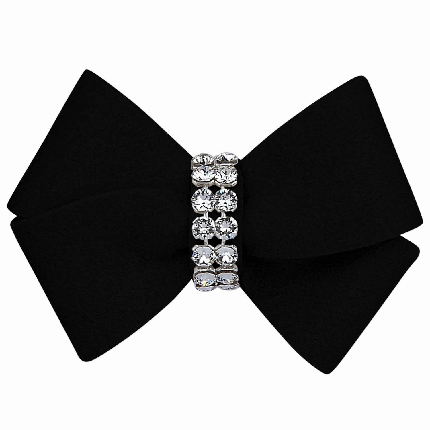 Susan Lanci Designs Cute Ultrasuede Nouveau Hair Bow with Swarovski Crystals, Accessories For Dogs, Small, Black