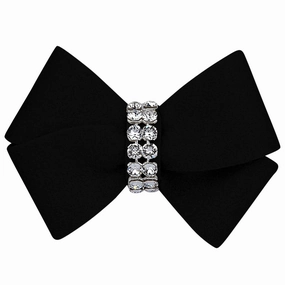 Susan Lanci Designs Cute Ultrasuede Nouveau Hair Bow with Swarovski Crystals, Accessories For Dogs, Small, Black