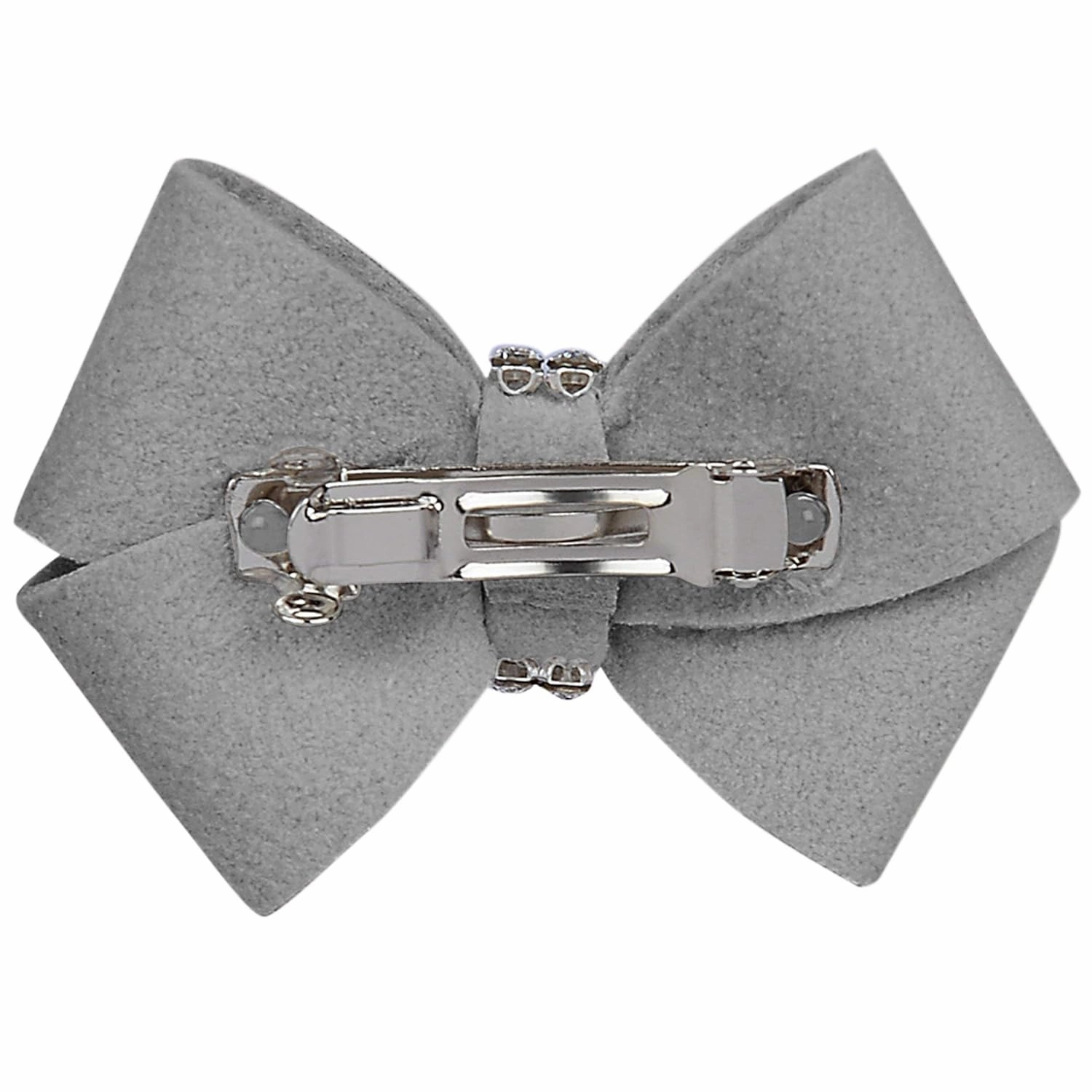 Susan Lanci Designs Cute Ultrasuede Nouveau Hair Bow with Swarovski Crystals, Accessories For Dogs, Small, Platinum