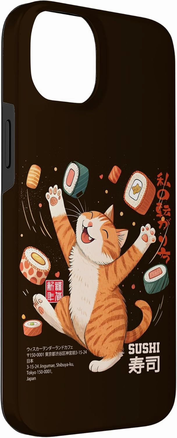 Sushi Eating Cat Lover Girls Boys Japanese Kawaii Harajuku Case for iPhone 14 Plus