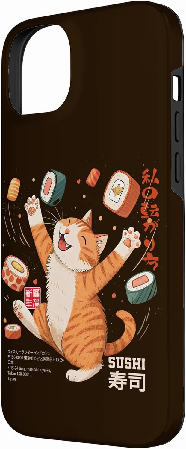 Sushi Eating Cat Lover Girls Boys Japanese Kawaii Harajuku Case for iPhone 14 Plus