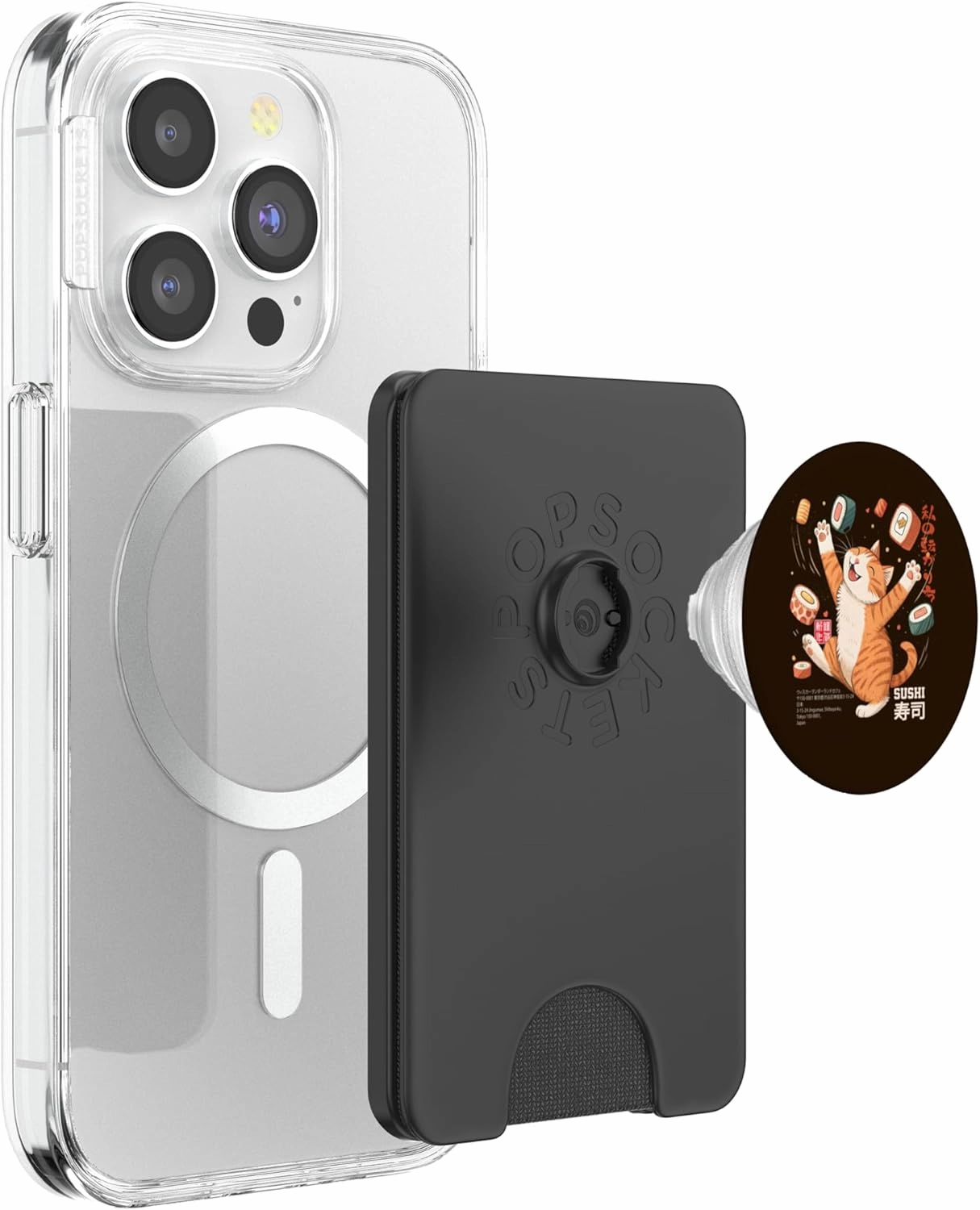 Sushi Eating Cat Lover Girls Boys Japanese Kawaii Harajuku PopSockets PopWallet for MagSafe