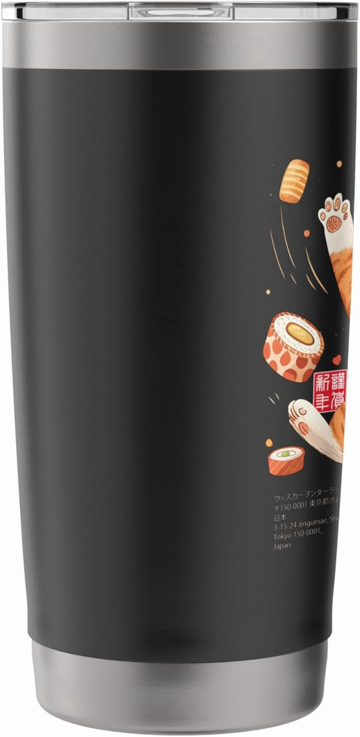 Sushi Eating Cat Lover Girls Boys Japanese Kawaii Harajuku Stainless Steel Insulated Tumbler