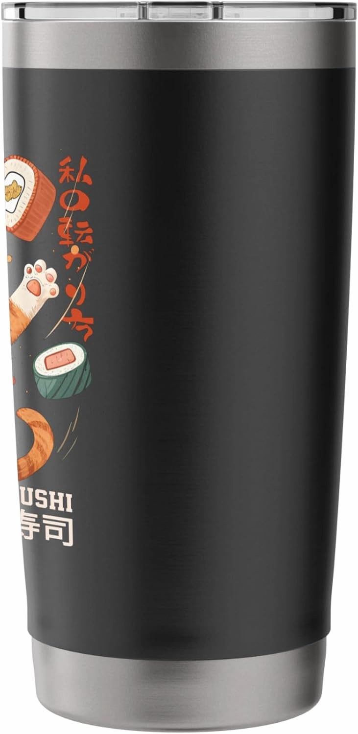 Sushi Eating Cat Lover Girls Boys Japanese Kawaii Harajuku Stainless Steel Insulated Tumbler