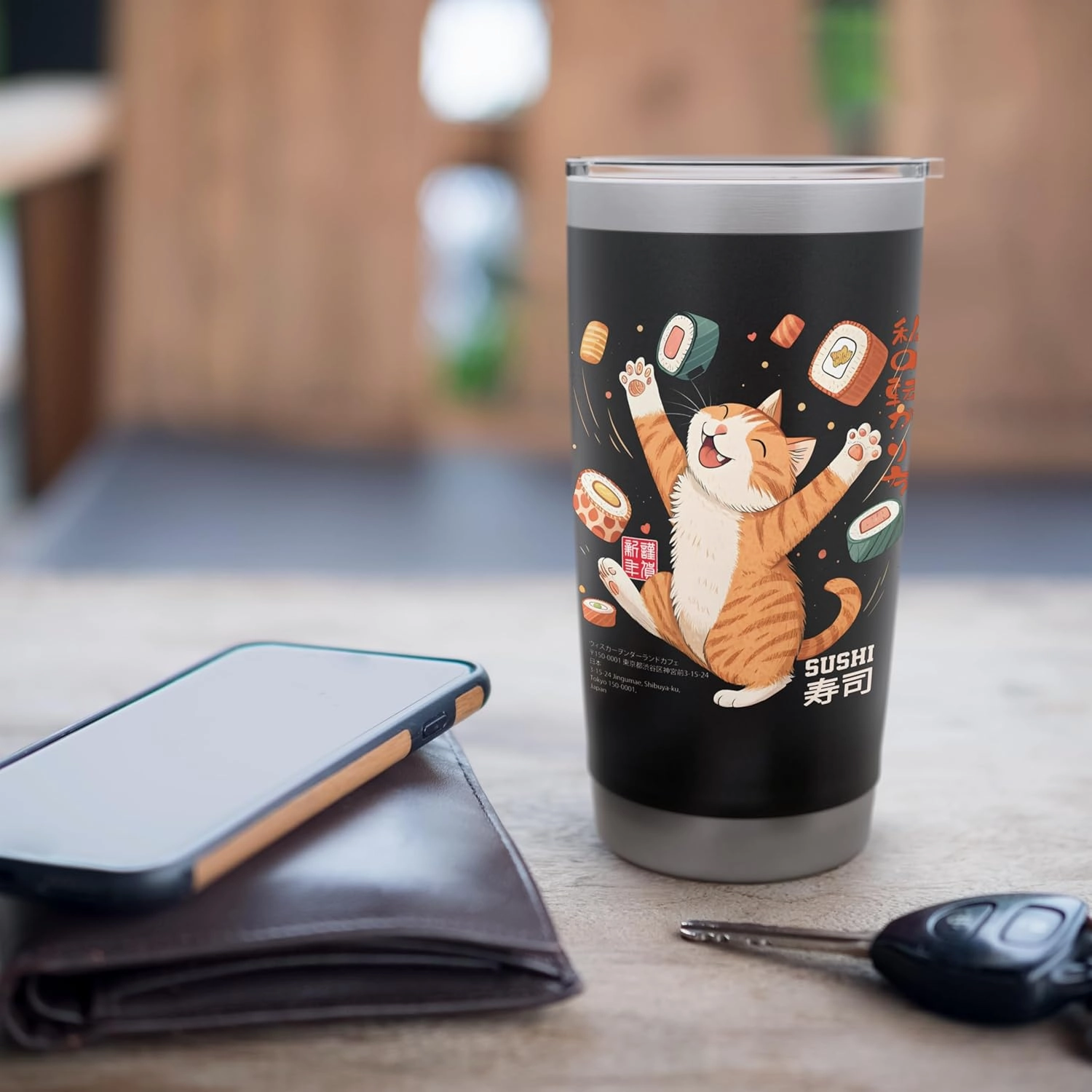 Sushi Eating Cat Lover Girls Boys Japanese Kawaii Harajuku Stainless Steel Insulated Tumbler