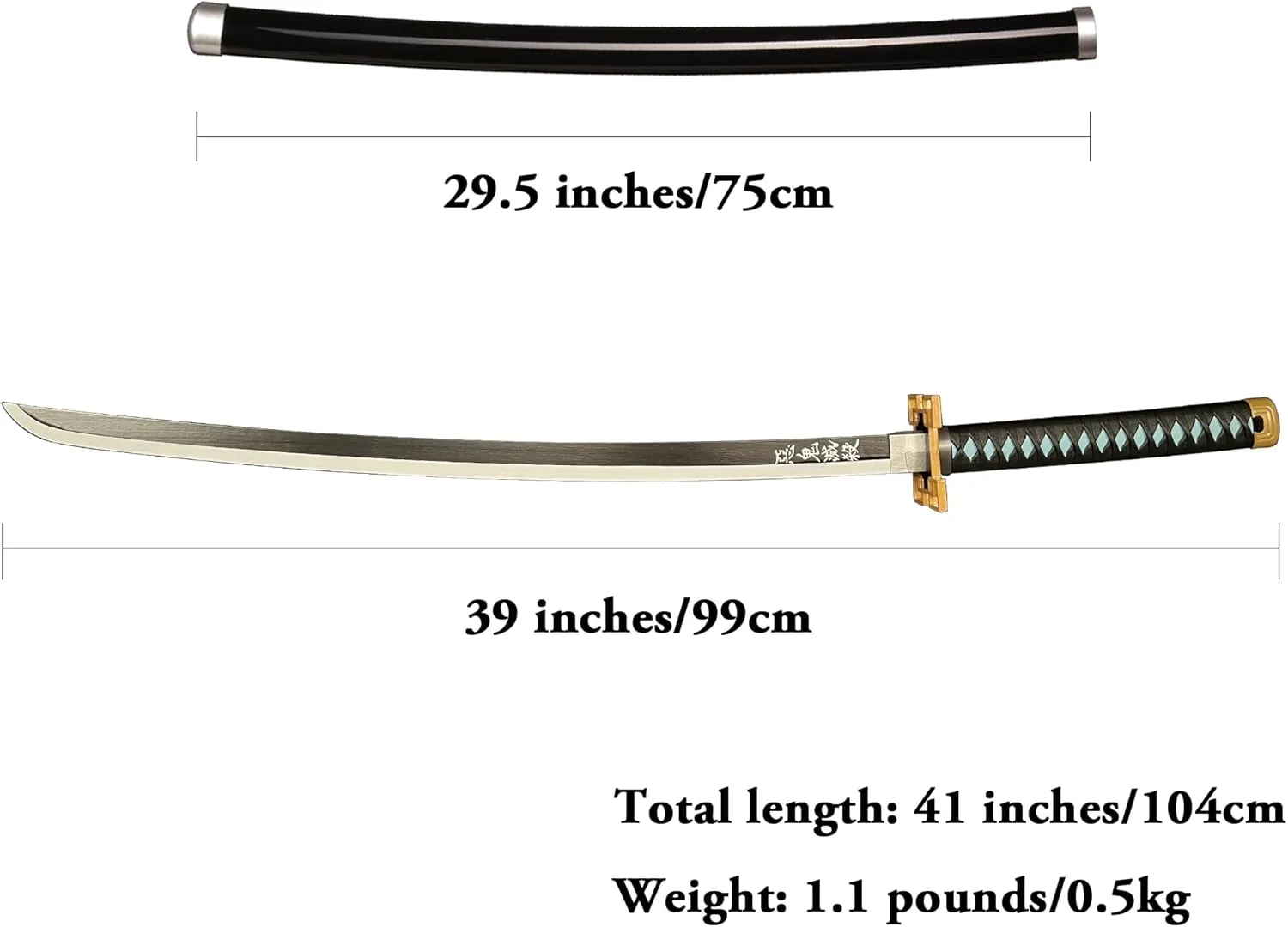 SV Anime Demon Slayer Sword Katana 41 Inch Decorative Collectible Gift Cosplay Sword，Various Styles Available