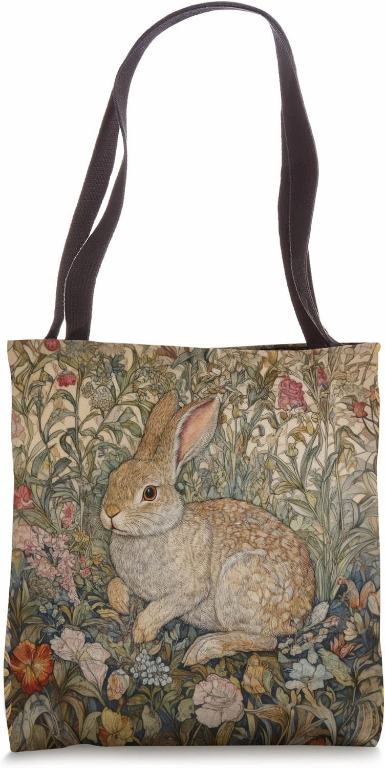 Sweet Rabbit in an Old Fashioned English Garden Tote Bag