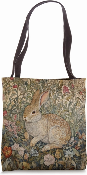 Sweet Rabbit in an Old Fashioned English Garden Tote Bag