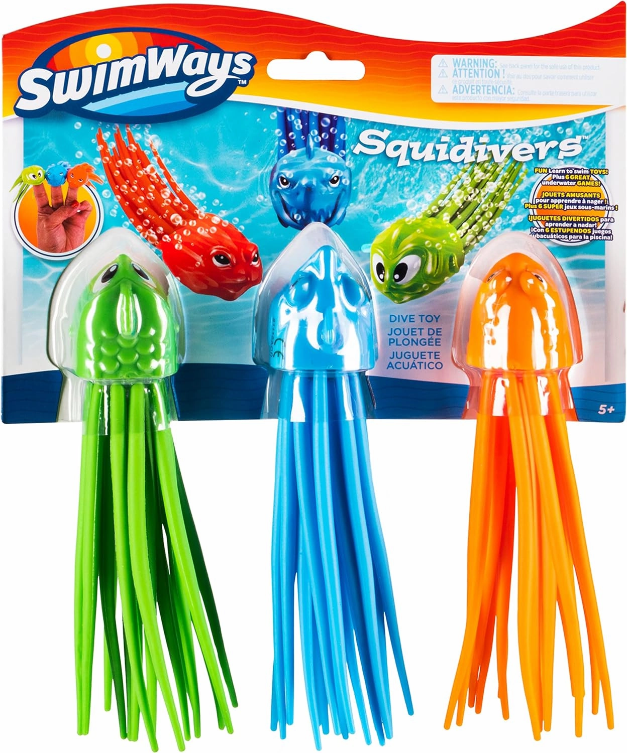 SwimWays SquiDivers Kids Pool Diving Toys, 3 Pack, Bath Toys & Pool Party Supplies for Kids Ages 5 and Up