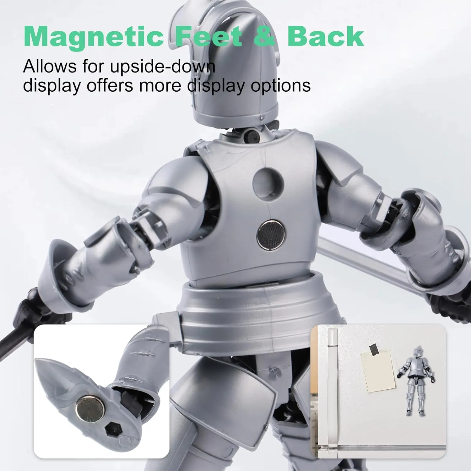 T13 Medieval Knight Action Figure | 2-Pack 5.5 inches | Completely Assembled | Magnetic Design | with Stand, Suitable for Executive Desk Toys | Black & Snow White
