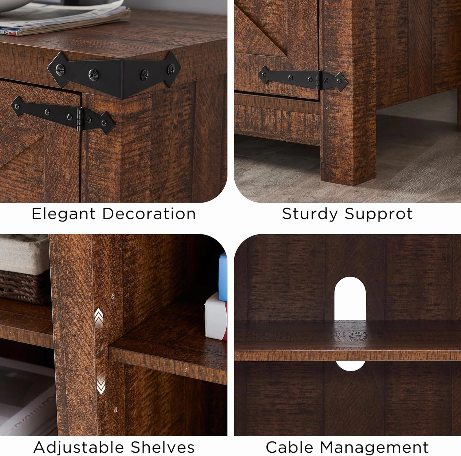 T4TREAM Farmhouse TV Stand for TVs Up to 75 inches, Wood Barn Door Media Television Console Table with Storage Cabinets, Easy Assembly Modern Entertainment Center for Living Room, Reclaimed Barnwood