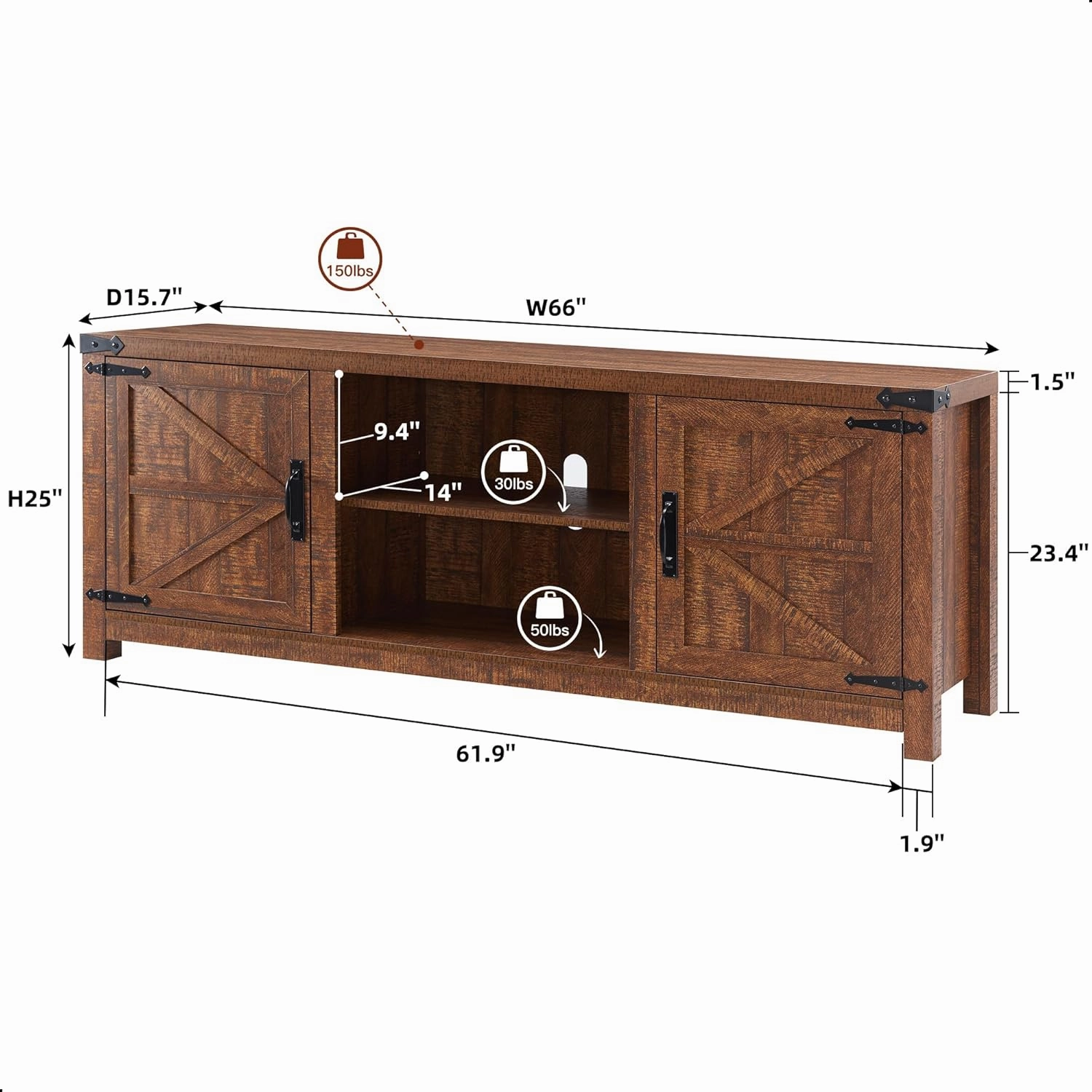 T4TREAM Farmhouse TV Stand for TVs Up to 75 inches, Wood Barn Door Media Television Console Table with Storage Cabinets, Easy Assembly Modern Entertainment Center for Living Room, Reclaimed Barnwood