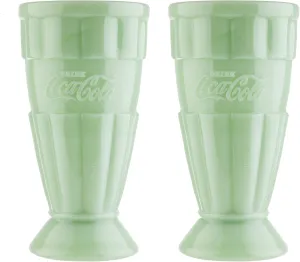 Tablecraft Coca-Cola Jadeite Malt Cup 16 oz, Set of 2, Green