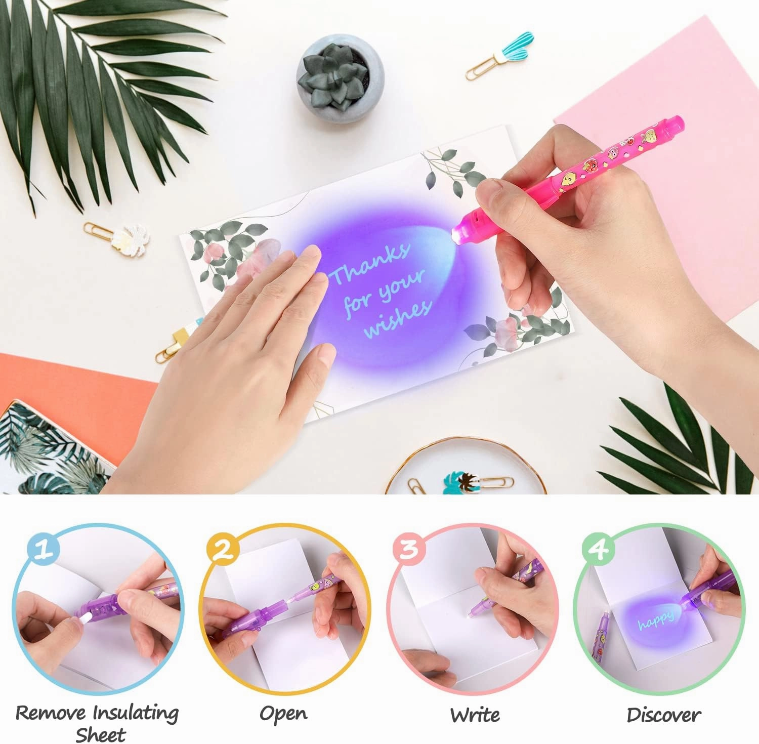 TAFULOR Invisible Ink Pen for Kids, Birthday Party Favors for Girls Boys, Spy Pens with UV Light Secret Message Magic Markers, Goody Bag Stuffers Toys for 6-12 Year Old Girls Boys Gift (16PCS)
