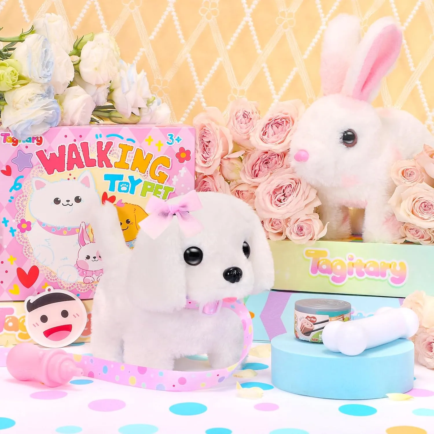 Tagitary Plush Toys Interactive Puppy Toy for Kids,Electronic Toy Dog That Walk and Bark,Tail Wagging, Fake Dog Toy with Leash,Perfect Easter Christmas Birthday Gift for Kids Toddlers