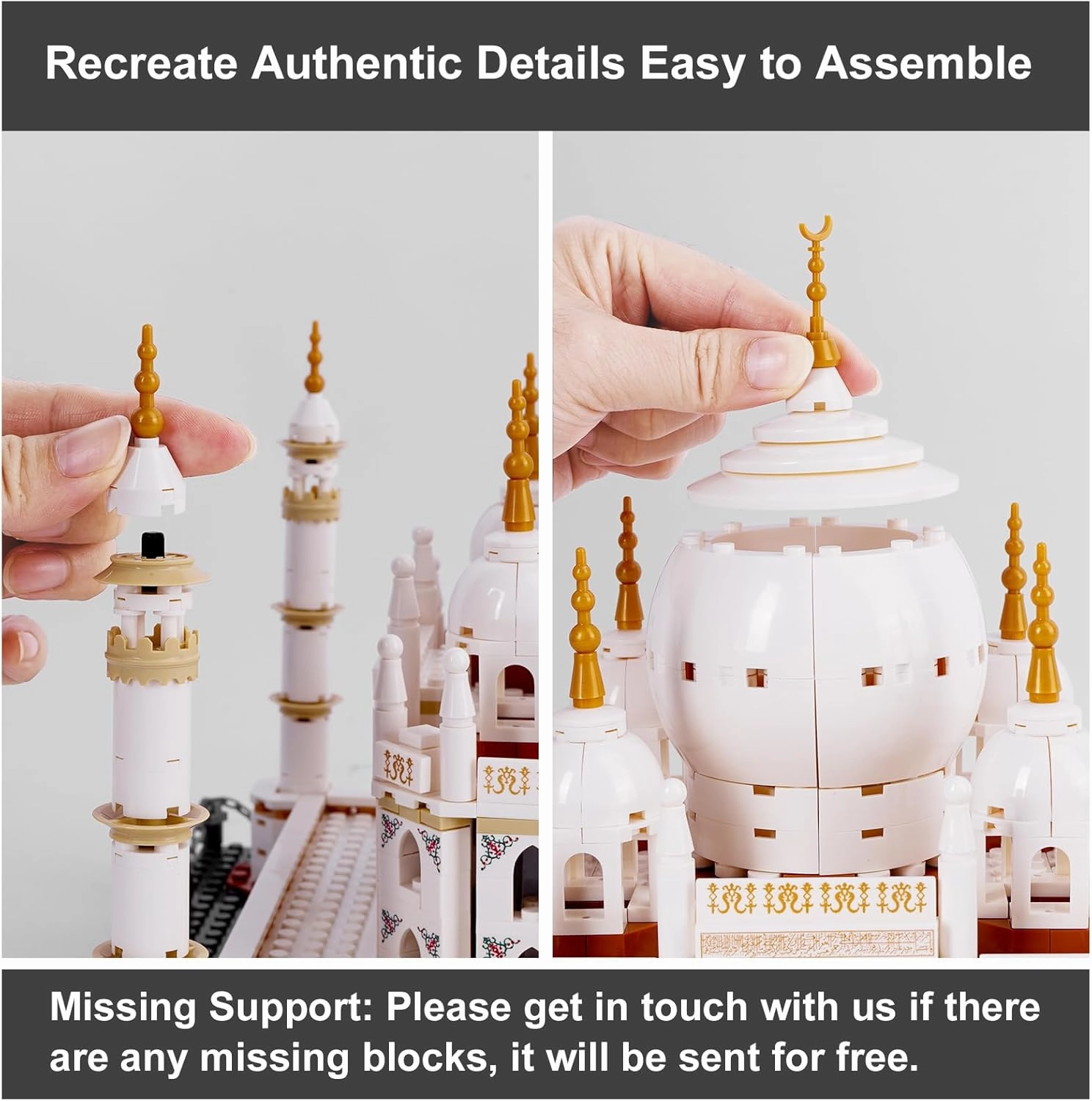 Taj Mahal Building Blocks Kit, Regular Size Brick World Famous History Architectural Model, India Agra Landmark Collection Set for Kids and Adults, Gift & Office Home Décor, 1113 PCS