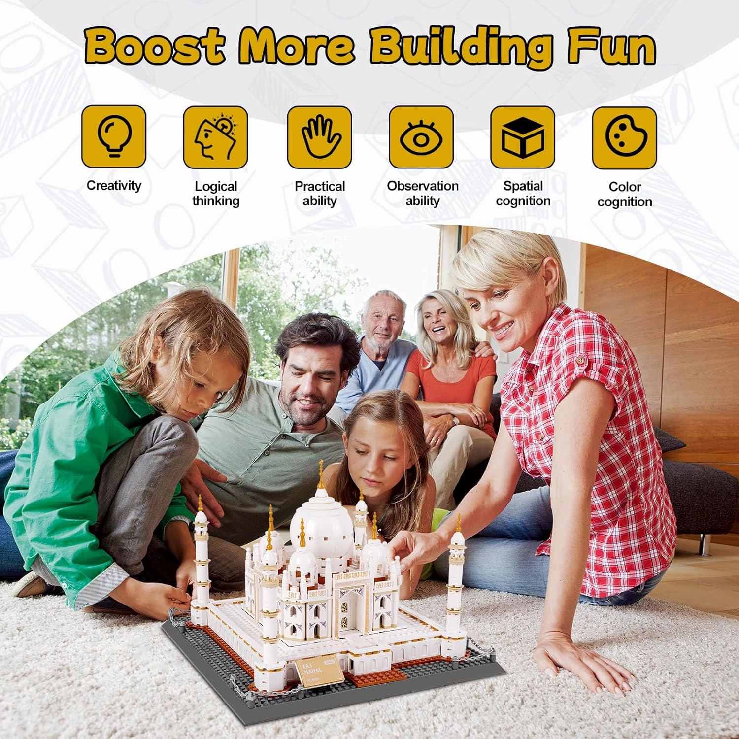 Taj Mahal Building Blocks Kit, Regular Size Brick World Famous History Architectural Model, India Agra Landmark Collection Set for Kids and Adults, Gift & Office Home Décor, 1113 PCS