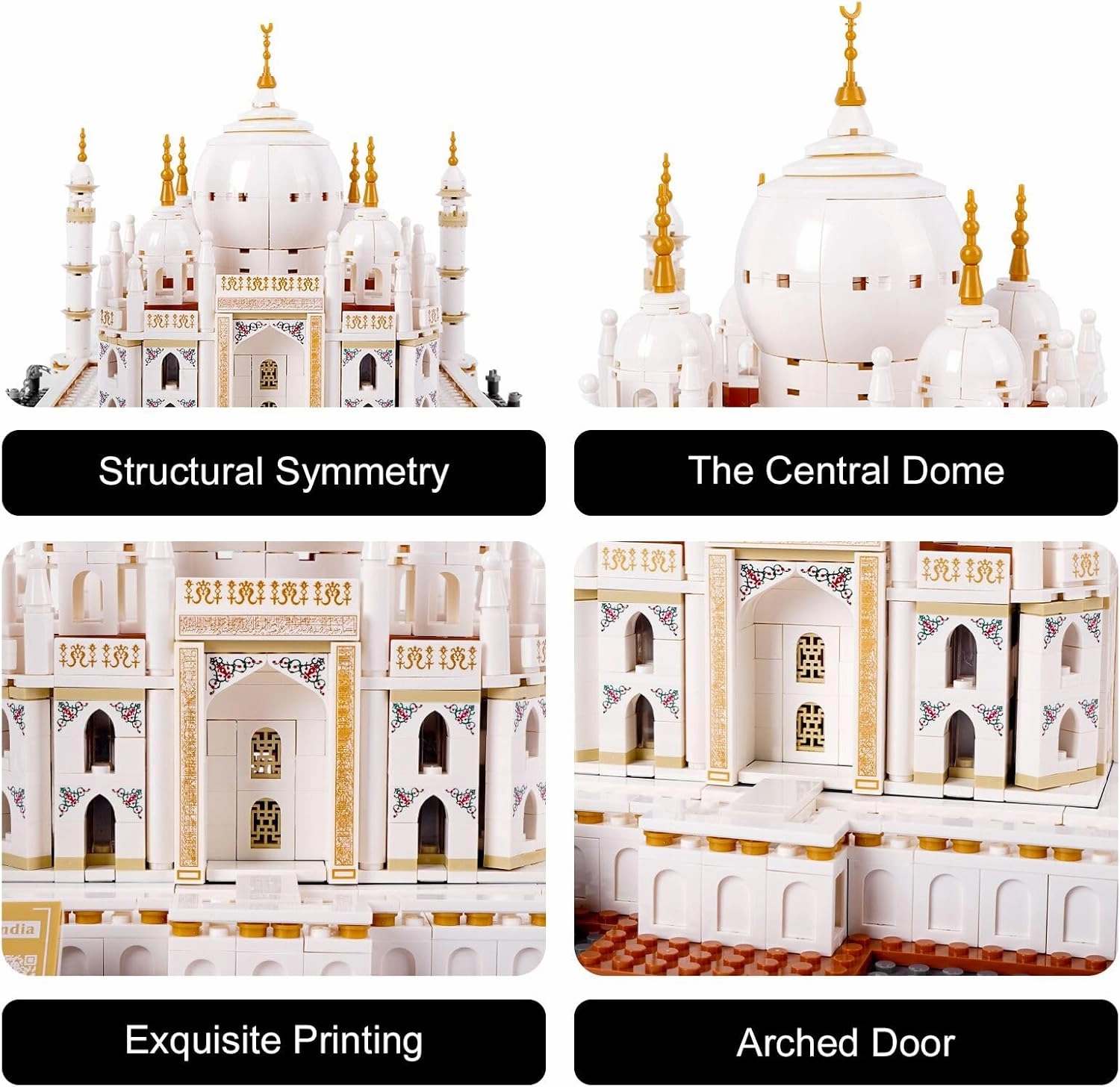 Taj Mahal Building Blocks Kit, Regular Size Brick World Famous History Architectural Model, India Agra Landmark Collection Set for Kids and Adults, Gift & Office Home Décor, 1113 PCS