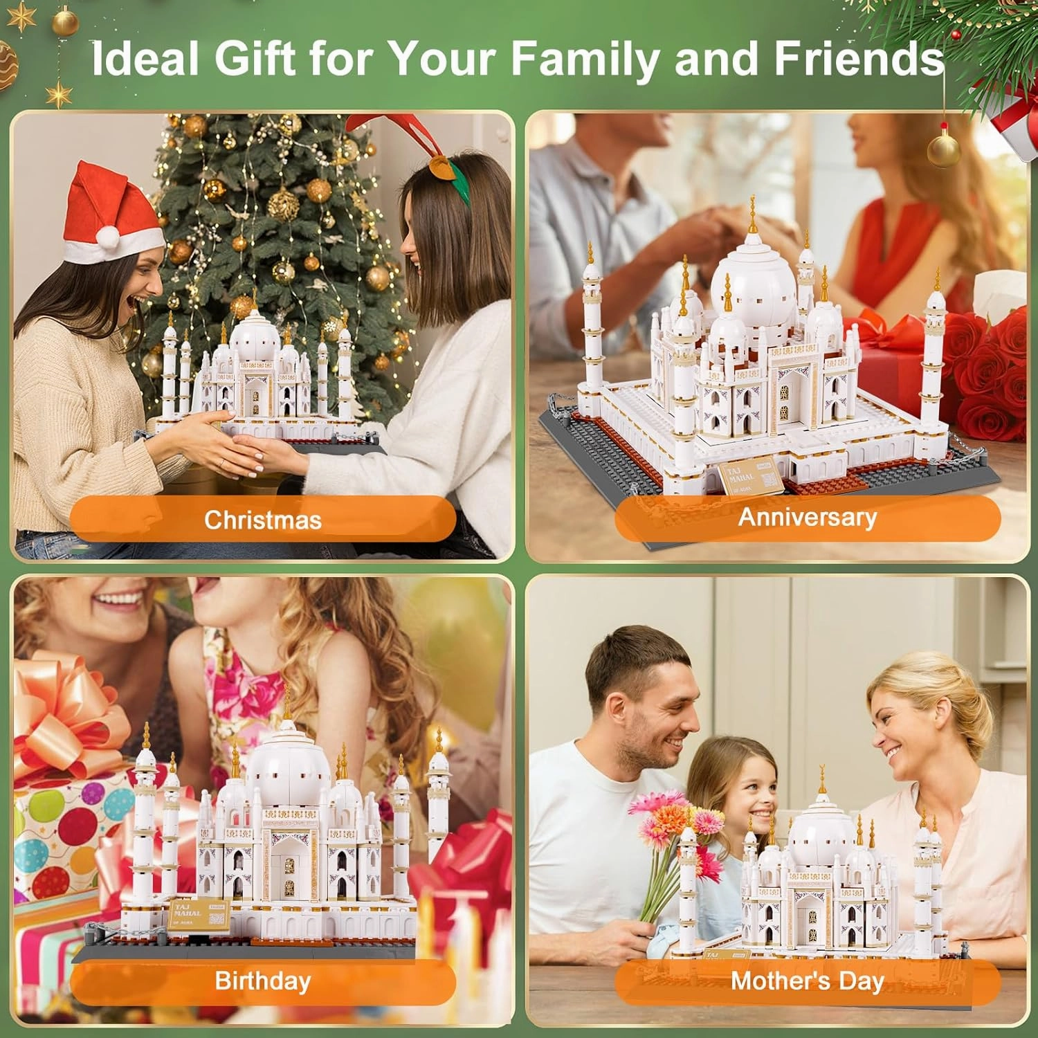 Taj Mahal Building Blocks Kit, Regular Size Brick World Famous History Architectural Model, India Agra Landmark Collection Set for Kids and Adults, Gift & Office Home Décor, 1113 PCS
