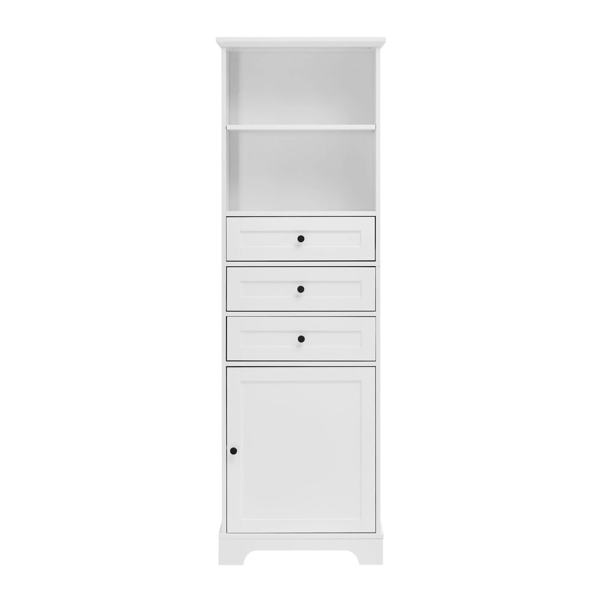 Tall Storage Cabinet with 3 Drawers and Adjustable Shelves for Bathroom;  Kitchen and Living Room;  MDF Board with Painted Finish
