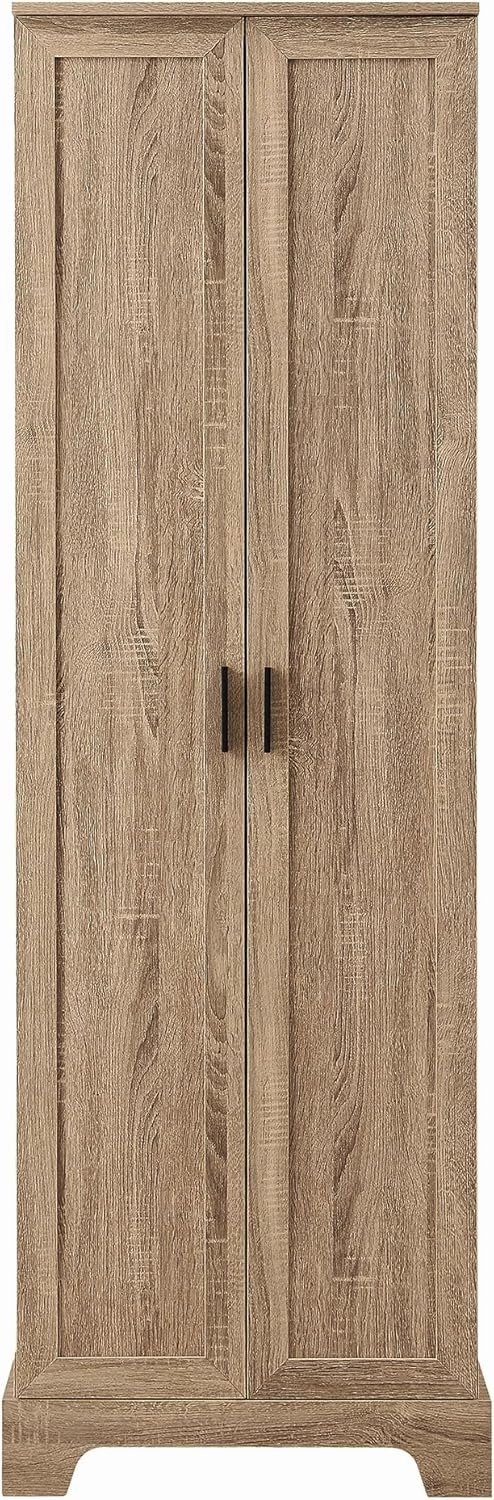 Tall Storage Cabinet, Bathroom Floor Freestanding Storage Cabinet with 2 Doors, 5 Shelves, and Adjustable Shelves for Bathroom, Office, Living Room, Brown