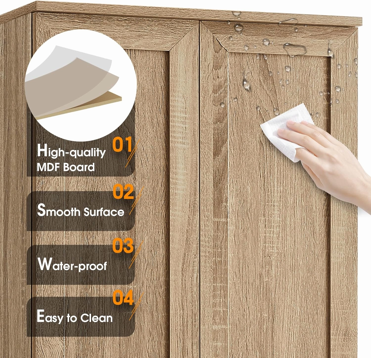Tall Storage Cabinet, Bathroom Floor Freestanding Storage Cabinet with 2 Doors, 5 Shelves, and Adjustable Shelves for Bathroom, Office, Living Room, Brown